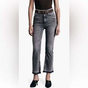 Rag & Bone Casey High Rise Ankle Straight Leg Jeans Grey Raw Hem